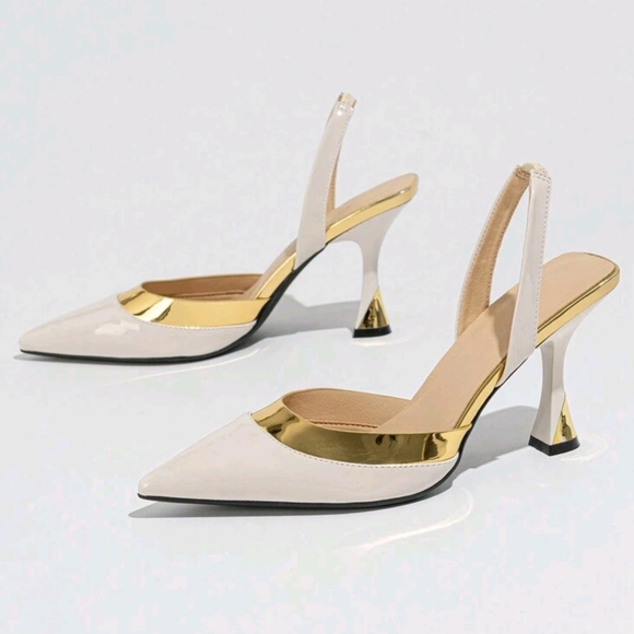 New Fashion Golden Pearl Decorated Elegant High Heels Party Shoes For Women - Picture 4 of 8